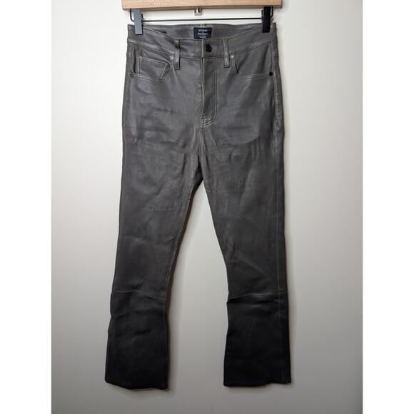 Citizens Of Humanity Harlow Ankle Slim Lambskin Leather Pants in Gray Size 25 - Picture 1 of 16
